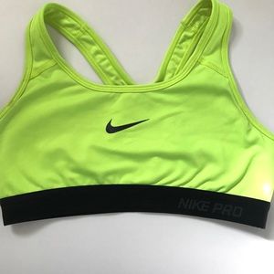 Neon green Nike sports bra